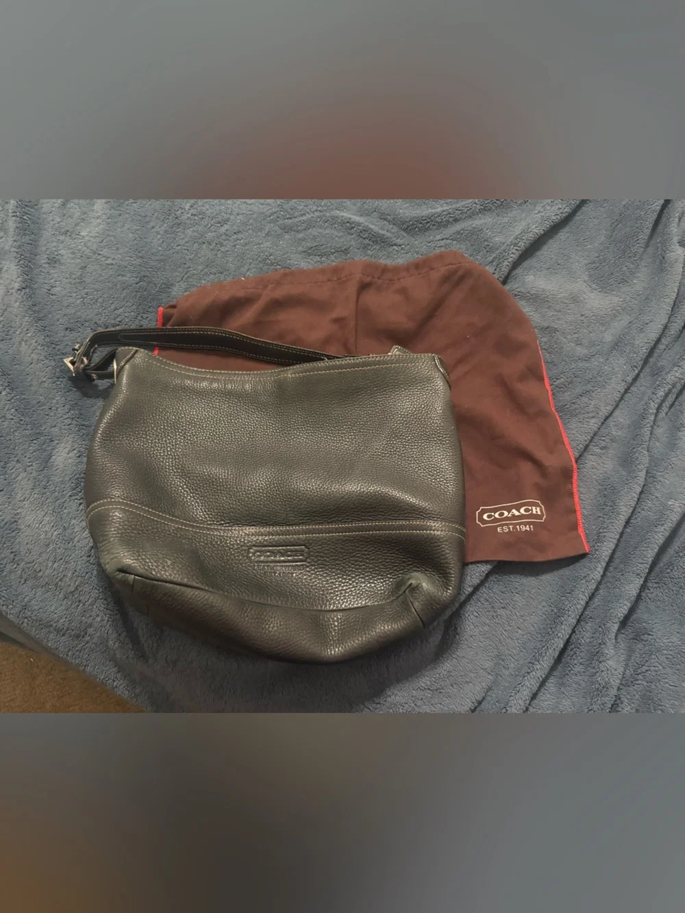 Coach Black Pebbled Leather Messenger Bag